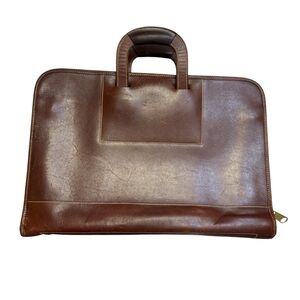 Michael bianco Vintage Leather Briefcase Portfolio Attache Case Brown USA
